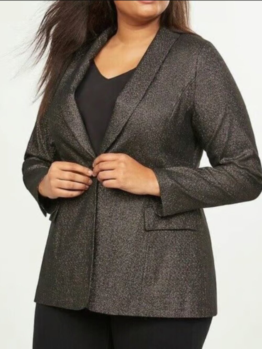 LANE BRYANT Metallic Blazer Plus Size 18 Black Brown Stretch Evening Jacket NWT